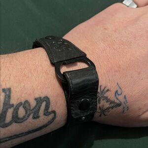 Rock & Republic Black Leather Snap Bracelet with Metal Accents